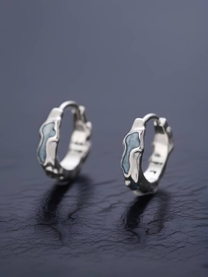 2pcs Cool Blue Pair For Guys – Edgy Luxe Look For Spring/Summer | Stylish Everyday Jewelry For Daily Wear & Work – Perfect Bday Gift For Him