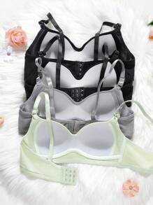 4pcs/Set Teen Girls Simple Solid Color Bralette - Multicolor - View 6