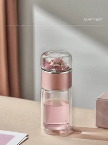 1 Glass Water Bottle With Soaking Device, Double-Layer Glass Cup, Portable Drinking Cup, Travel Equipment, Birthday Gift, Valentine's Day Gift, Gift For Girlfriend, Boyfriend, Classmate, Teacher Gift, Christmas Gift, Back To School Supplies, Classroom Water Cup, Student Dormitory Essentials.