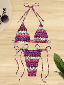 1pc Women's Sexy Bandage Bikini Set, Multi-Color - Multicolor - View 5