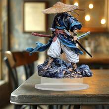 2D Elegant Japanese Samurai Acrylic Desktop Decor With Stand - Suitable For Home And Office, Multipurpose Art Piece, Ideal For Birthday, Housewarming, Christmas, Random Style