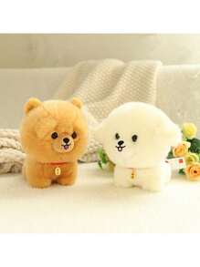 1pc 20cm/7.87in Cute Fluffy Corgi Plush Doll Big Head Kawaii Lifelike Animal Chow Chow Samoyed Yorkshire Pomeranian Husky Stuffed Dog Doll Soft Plush Puppy Doll Birthday/New Year Gift Home Decor - Multicolor - View 14