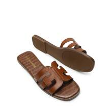 Women Brown Slides Slide Sandals Slip-On Open Toe Flat Sandals Fashion Classic Summer Chic VacationBeach Slippers - 棕色 - 查看 5