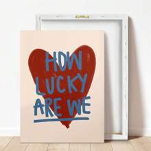 1 件，帆布悬挂，带框装饰画，墙壁艺术，海报，名言，我们有多幸运印刷品，红心装饰，时尚海报，墙壁艺术，彩色装饰，床上艺术印刷品，红色墙壁艺术，复古墙壁印刷品，可爱女孩宿舍装饰，房间装饰壁画