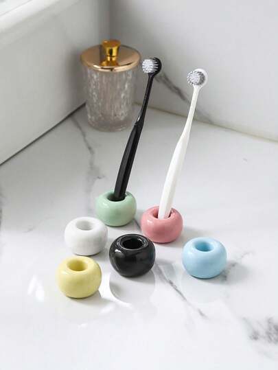 1 件时尚陶瓷牙刷架，现代情侣马卡龙风格牙刷收纳架，家庭浴室牙刷底座架，牙刷收纳架笔架洗漱用品，化妆刷架，家居生活用品，家居装饰返校