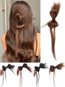 合成发饰假发蝴蝶结假发马尾造型夹装饰发夹蝴蝶结配件假发女士适合日常佩戴 - 彩色 - 查看 1