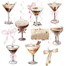 10pcs/Set,Espresso Martini Party Hanging Swirl Decor A Tini Bit Older Birthday Decorations Tini Bar Party Ceiling Streamers For Martini Bow Themed Birthday Bachelorette Bridal Shower Party Supplies