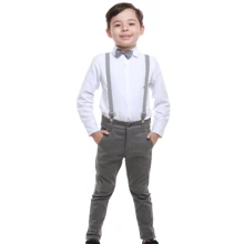 Children's Formal Clothing Set For Weddings, Parties And Christenings In Lead Gray And Light Gray - Màu xám đen - Xem 3