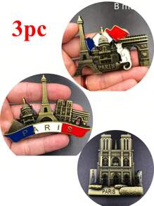 3pcs/2pcs/1pc Mixed Metal Country Fridge Magnets, Personalized Magnetic Travel Souvenirs, France Fridge Magnets, Home Decor - Multicolor - View 12