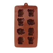 1 件/2 件/3 件硅胶蛋糕模具 - 8 腔熊、河马、狮子形状硅胶巧克力糖果模具、蜡熔模具 - 咖啡棕 - 查看 2