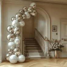 12 Large Chrome Metallic Balloon Balloons 16 Inches Large Round Balloons Premium Birthday Party Decoration - 銀色 - 查看 4