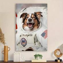 Framed Custom Dog And Cat Painting Renaissance Style On Canvas Royal Pet Portrait From Photo, Wall Art Print For Home Decor, Modern Wall Decoration Funny Pet Portrait Customizable Prints (Astronaut)