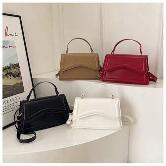 简约时尚休闲手提包复古时尚腋下包纯色单肩通勤包