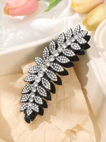 1个水晶叶香蕉夹，时尚优雅的香蕉发夹，发饰，爪夹，发卡，发爪，学习用品，发饰