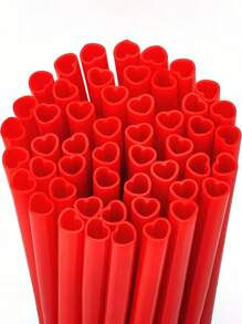 50/20/10PCS Plastic Heart Shaped Reusable Straws,Pink, Rose Red, Red ,For Ice Coffee, Juices, And Sodas, Perfect For Birthdays, Valentine's Day, Parties,Wedding Or Anniversaries, Accessories,School Supplies - Multicolor - View 8