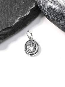 1pc Simple Unique 925 Sterling Silver Radiant Sacred Heart Charm DIY Pendant Women Fine Jewelry Gift - Silver - View 1