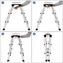 SONGMICS Ladder, 3 Step Ladder, Aluminium Ladder With 3 Non-Slip Steps, Multi-Purpose, Max. Load Capacity 150 Kg - Silver - View 6