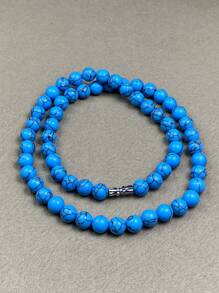 8 毫米畅销天然绿松石项链，彩色绿松石串珠项链，时尚珠宝男女通用礼物 - 項鍊 - 查看 13