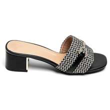 Sandales à Talon In Raphia Avec Boucle Élégante - Style Bohème Chic - Black - View 2