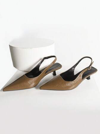 Fall/Winter 2025 Women's Black High Heel Pumps, 4cm Kitten Heel Shoes, Party High Heels, Formal Shoes, Slip-On Backless High Heels, Stiletto Heel Party High Heels, Pointed Toe High Heels, Elegant