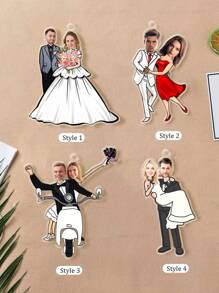 1/2Pcs Personalized Photo Wedding Couple Keychain, Custom Bride & Groom Cartoon Acrylic Keyring, Customized Funny Valentine'S Day Gift, Newlywed Gift, 8cm/3.15in, Wedding Party Gifts, Bridal Gifts, Bridesmaid Gifts, Suitable For Him/Her, Boyfriend, Girlfriend, Couple, Wife, Husband, Family, Bestie, Colleague, For Unique Gifts For Anniversary, Wedding, Valentine'S Day