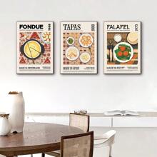1 pièce /3 pièces Affiche d'art mural sans cadre, peinture sur canevas d'aliments délicieux, impression de cuisine du monde, affiche murale, décoration murale pour la maison, citations artistiques vintage