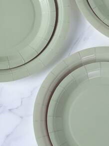 7/9 Inch Sage Green Disposable Paper Plates, Sage Green Disposable Plates For Party, Party Decoration, Disposable Party, Birthday Party, Celebration Event Decorations - Multicolor - View 4