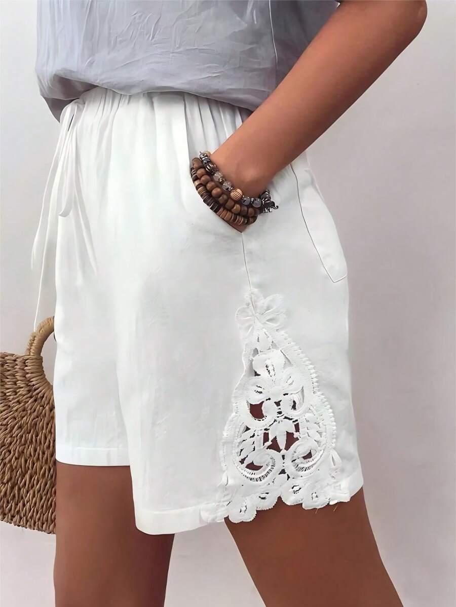 女士时尚畅销品印花腰带配抽绳和流苏，优雅的春夏季裙子 - 白色 - 查看 1