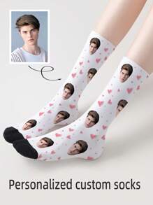 1 Pair Custom Face Socks, Custom Photo Sock, Custom Printed Socks, Personalized Funny Face Socks, Custom Picture Socks - Multicolor - View 7