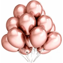 12 Large Chrome Metallic Balloon Balloons 16 Inches Large Round Balloons Premium Birthday Party Decoration - 玫瑰金 - 查看 3
