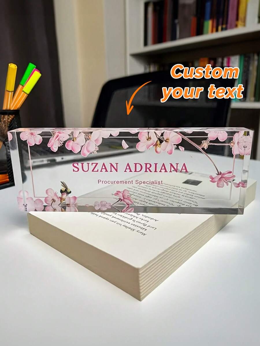 Custom Acrylic Desk Nameplate, Personalized Office Supplies, Ideal Gift For Colleagues, Boss, Nurses, Social Workers, Multipurpose Desk Accessory, Women's Office Table Decor, PMMA Material Back To School - Multicolor - View 1