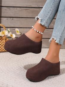 1 Pair French Retro Closed Toe Shoes, Spring/Summer New Soft Sole Casual Versatile Slip-On Sandals, Ugly Cute Slip-On Sandals, Slip-On Shoes With Hidden Insole For Petite Women - Brown - View 2