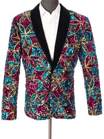 Suit Men's Stage Dress Performance Carved Suit Jacket Suitable For Attending Graduation Parties, Birthday Parties, Disco Nightclubs' Dresses