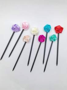 8pcs Flower Print Elegant Wooden Hair Clip, Versatile Rose Decor Hair Accessories For Women, Fashion & Simple, Suitable For Parties, Holidays, Gifts