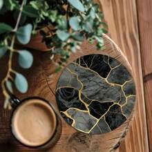 4pcs/Set Moonlight Butterfly, Striped Plaid Series Printed Wooden Coasters - Heat Insulation Wooden Cup Mat, Suitable For Tea Cups, Coffee And Beverage Cups, Ideal For Home And Restaurant Decor, Collectable Wooden Coasters