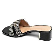 Sandales à Talon In Raphia Avec Boucle Élégante - Style Bohème Chic - Black - View 3