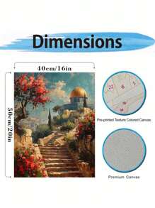 1 套山顶上的圆塔 DIY 数字油画套件，适用于卧室装饰和墙壁艺术的艺术油画套装，简单有趣的绘画方法，无需绘画基础，实现你的画家梦想，沉浸在色彩缤纷的世界中，每一笔都是自我表达，为生活增添浪漫主义，送给家人和朋友的最佳礼物，40*50 厘米 - 紅色 - 查看 2