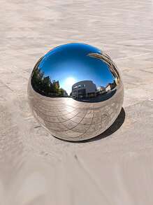 1 pezzo Sfera decorativa da giardino levigata in acciaio inox color argento, con riflessione a specchio, sfera cava rinforzata, sfera rotonda in acciaio inox