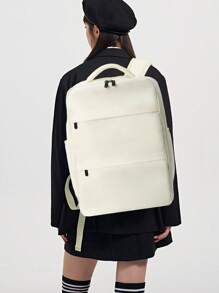 Release Buckle Decor Functional Backpack Laptop Backpack Business Travel Anti Theft Slim Durable Laptop Backpack Water Resistant College School Computer Bag For Women Men Fits 15.6 Inch Laptop - Màu be - Xem 2