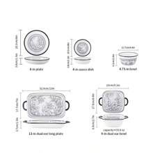 法式奢华花卉图案陶瓷餐具套装，适用于米饭、蔬菜、水果、意大利面等。适用于家庭厨房、餐厅和酒店、学校用品