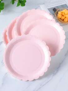 7/9 Inch Light Pink Flower Petal Disposable Paper Plates, Party Supplies, Disposable Party Plates, Birthday Party Celebration, Gift Party Decoration