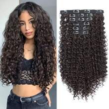 Extensiones de cabello sintético resistente al calor de 66 cm (26 pulgadas) con rizos crespos, con doble trama y 16 clips, ideal para cabello largo rizado, set de 6 piezas - Multicolor - Ver 14