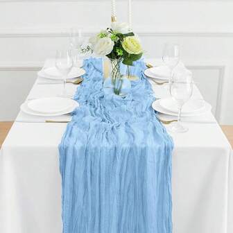 1pc/6pcs Cheese Cloth Table Runner For Wedding Reception, Bridal Shower, Birthday Party, Bohemian Table Decor, Rustic Romantic Wedding