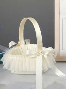 2pcs Set Western Wedding Flower Girl Flower Basket, New Style Marriage Basket For Petal Throwing Summer Birthday Gifts Beach Back To School School Supplies Room Decor