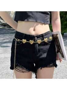 Vintage Carved Floral Pattern Distressed Gold Heart-Shaped Metal Tassel Waist Chain, Suitable For Weddings, Daily Wear, Parties And Dates, Spring/ Summer/Autumn/Winter Summer Fall, Autumn, Halloween - Heart Waist Chain - View 18