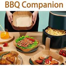 100PCS Air Fryer Liners Disposable Paper 6.3' Non Stick For Roasting Baking UK - Khaki - View 3