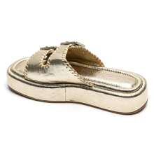 Sandals Compensating In Boucle Style Bohème – Élégance Et Confort Pour L'été - Gold - View 5