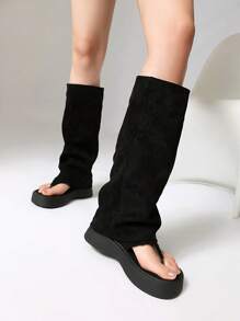 Sandales à semelle épaisse pour femmes, nouvelles arrivées, été, hauteur augmentée, longue tige, créneau sexy, style de fille pop, orteil clip, style de rue rétro, bottines courtes