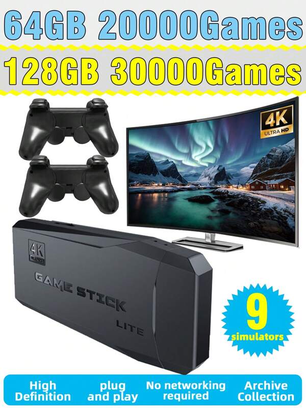 1 Conjunto de Consola de Juegos para el Hogar, un Juego Independiente Conectado a la TV para Dos Jugadores, una Nueva Caja de Juegos de Tipo Tarjeta FC, una Máquina Roja y Blanca con Mando Inalámbrico, una Consola de Juegos Interactiva de Alta Definición con 30,000 Juegos, un Simulador GBA y un Juego de Arcade