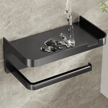 1个带置物架的卫生纸架，壁挂式卫生纸架，浴室粘性卫生纸架，浴室配件，浴室工具 - 彩色 - 查看 8